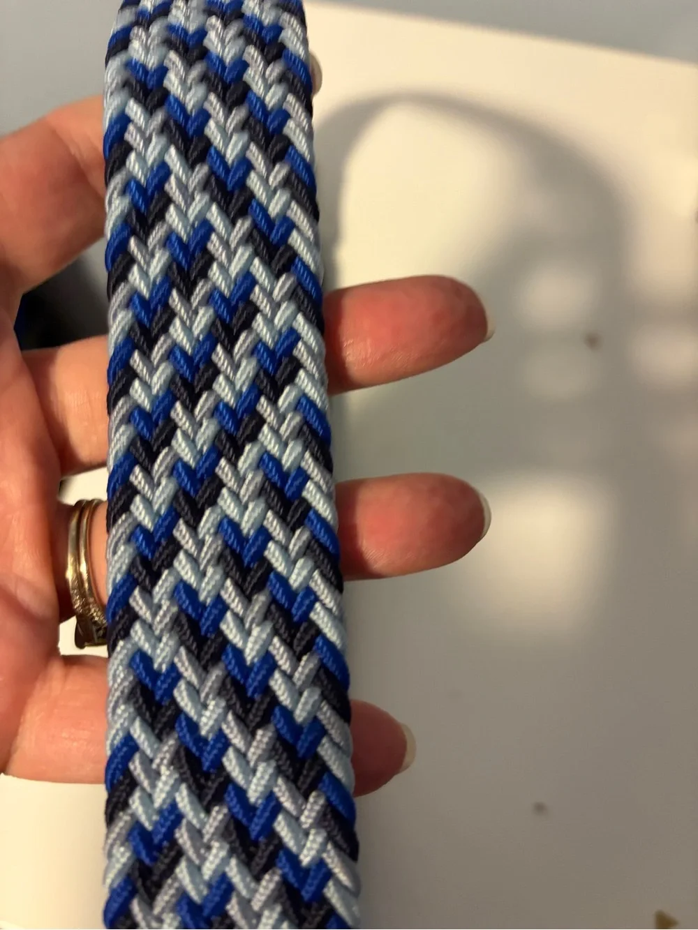 Lands' End Elastic Braided Blue & White Women's Belt